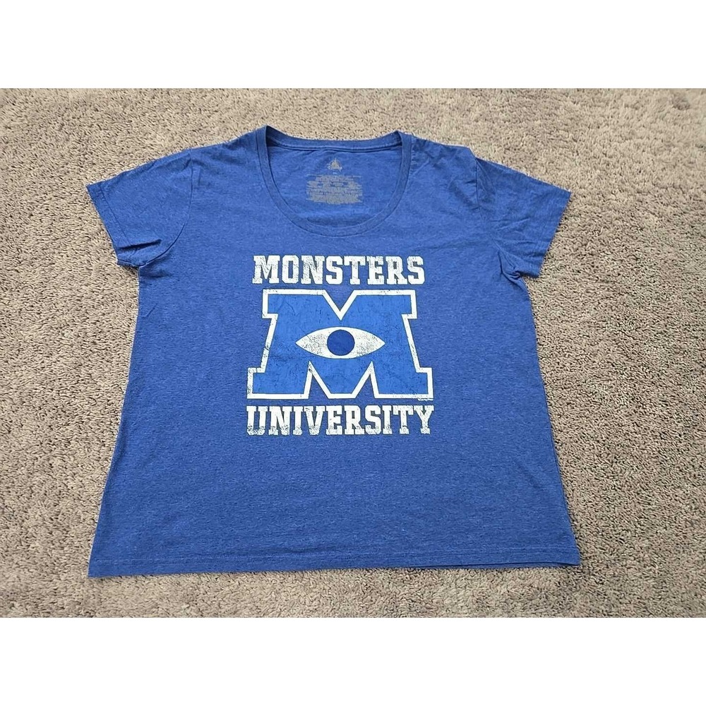 Disney Monsters University T Shirt Womens 2XL Blue Short Sleeve Scoop Neck
